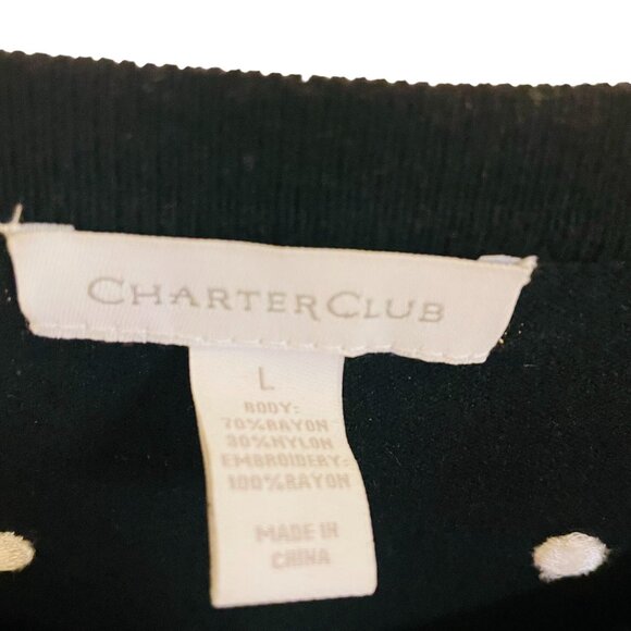 Charter Club Womens Cardigan Sweater Black White Polka Dot Size Large - Picture 4 of 8